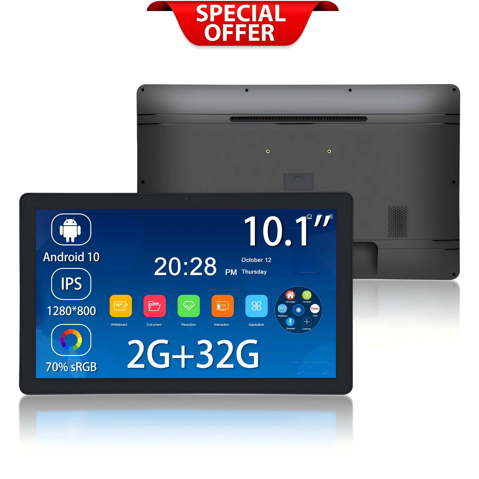 Wall-mounted 10.1 Inch Android Tablet 2G+32G Capacitive Touch Screen Monitor WIFI RJ45 POE Kiosk VESA Mount Smart Home Panel