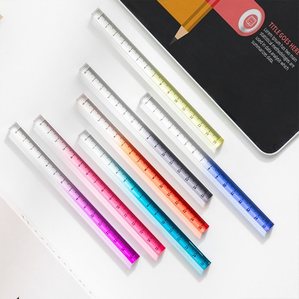 Règle droite transparente pour document nickel é simple, outils Kawaii, dessin animé, cadeau de bureau, mesure scolaire, 20cm