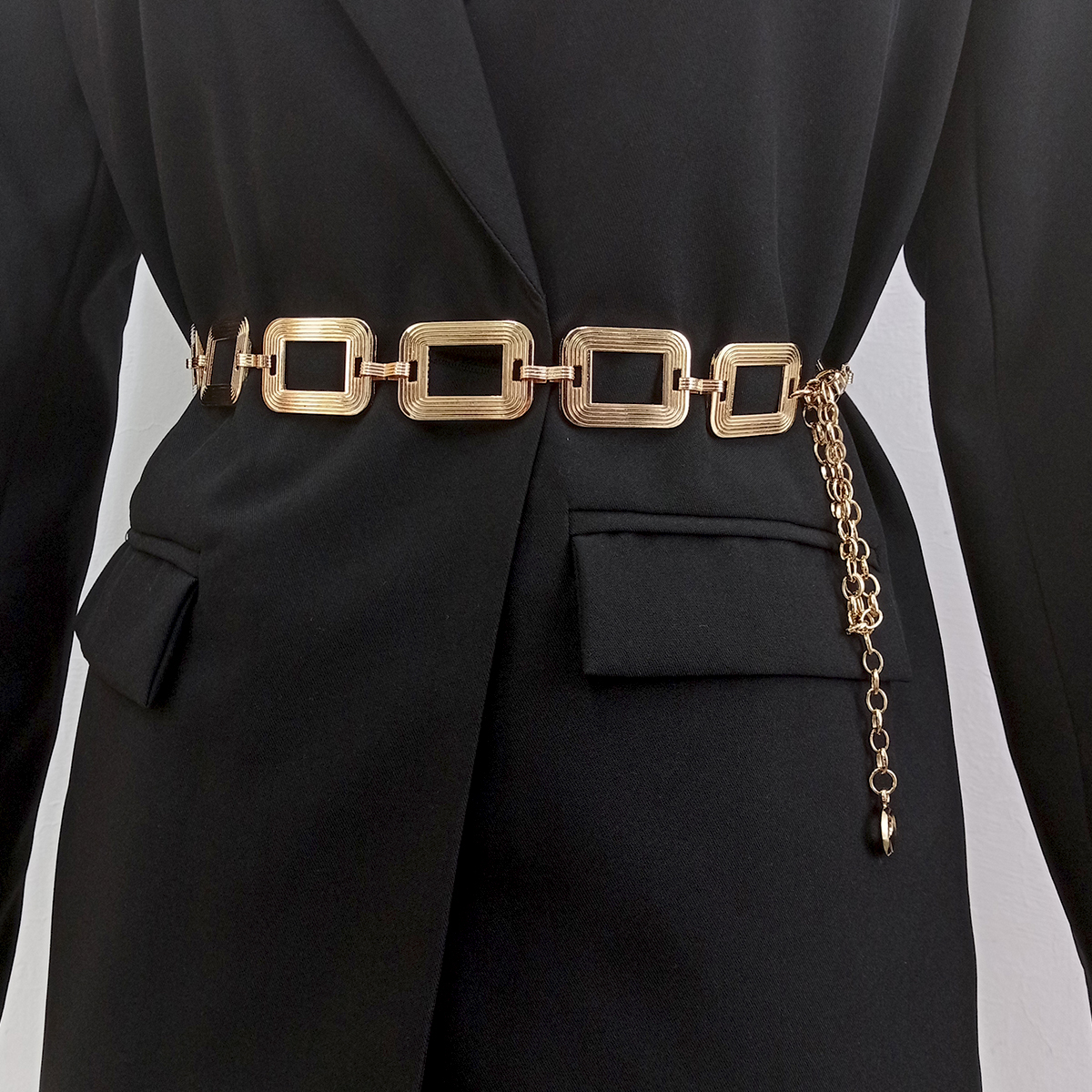 Cinto de Corrente Dourada Ajustável para Mulheres, Punk, Prata, Metal, Alta Qualidade, Luxo, Vestido, Correntes de Calça, Cintura Feminina, Moda
