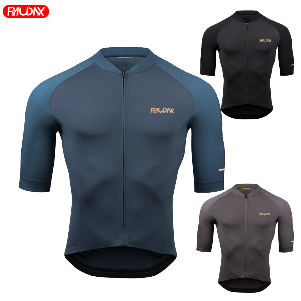 RAUDAX kaus seragam bersepeda pria, Kit seragam balap sepeda kualitas terbaik, pakaian bersepeda musim panas MTB Ropa Ciclismo