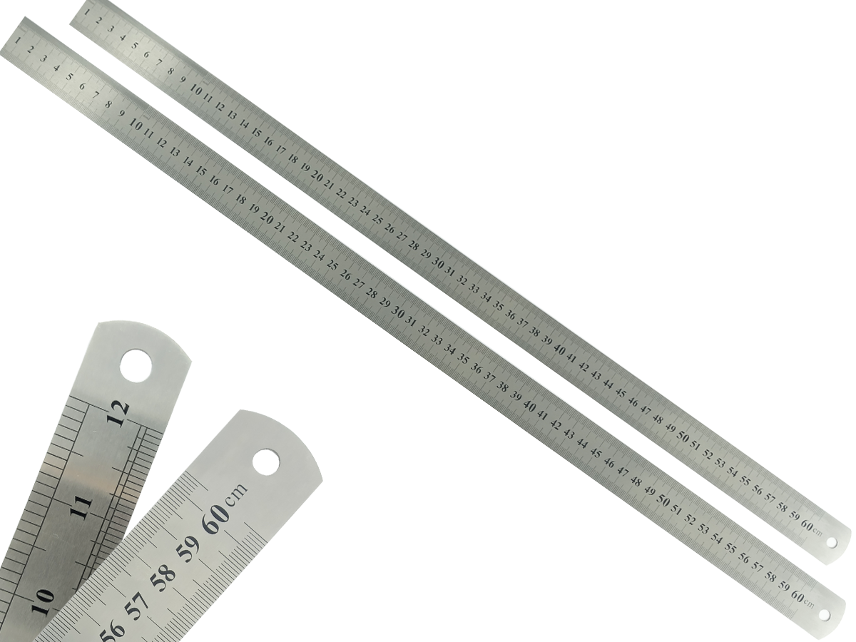 Zestaw 2 linijki sztywne metalowe ze stali nierdzewnej inżynier szkolny makiety niskie wytłaczanie 60 cm