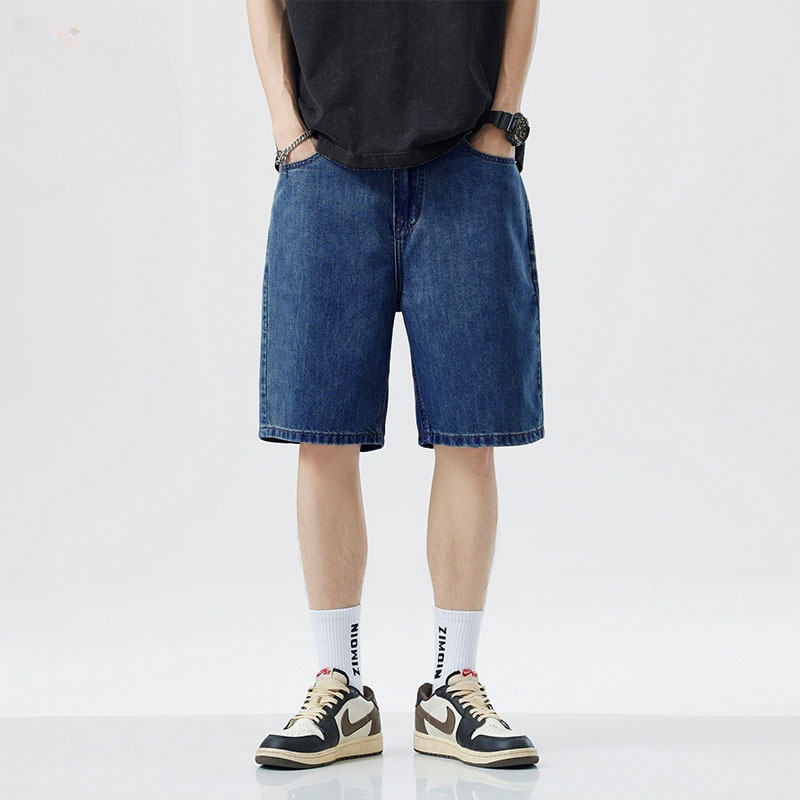 2026 New Korean Style Vintage Men's Jeans Summer Loose Male Wide Leg Knee Length Shorts New Washed Fashion Short Denim Pants