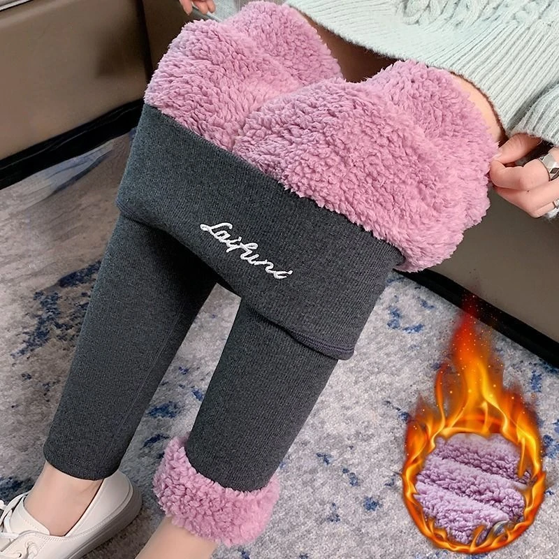Leggings cálidos de terciopelo para mujer, pantalones pitillo de pies pequeños, elásticos, informales, para exteriores, Invierno