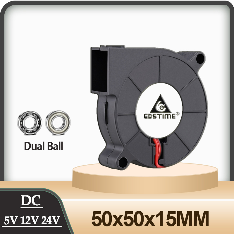 Gdstime 2 pièces 5CM DC 24V 12V 5V manchon/double boule 5015 ventilateur refroidisseur 50x15mm 2PIN et USB centrifuge DC refroidissement Turbo ventilateur