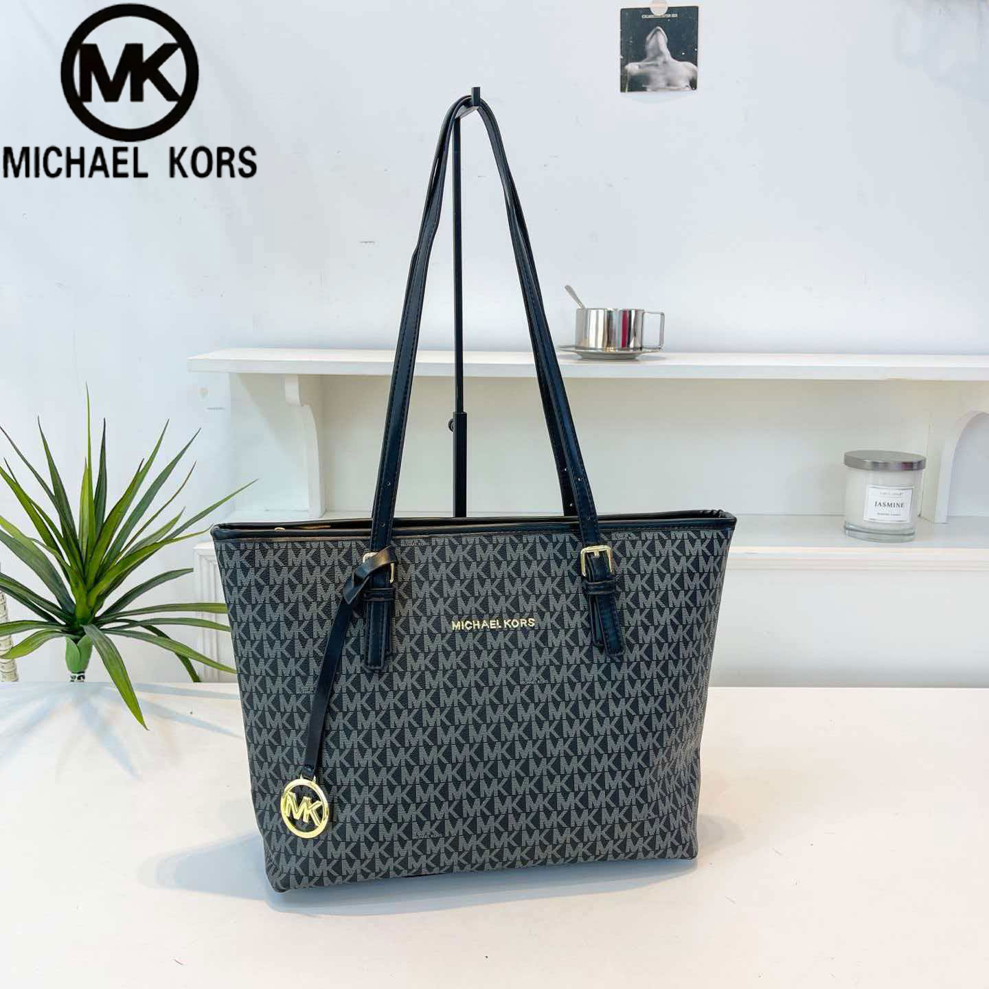 Michael Kors Ole Jet Set 2026 Nowa Luksusowa Damska Torba MK o Dużej Pojemności, Casualowa Torba na Ramię z Napisem, Torba Koszykowa