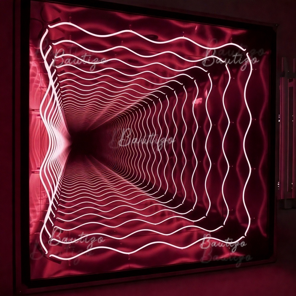 Miroir infini personnalisé avec LOGO LED, miroir mural personnalisé, décoration intérieure d'affaires pour Bar et Salon