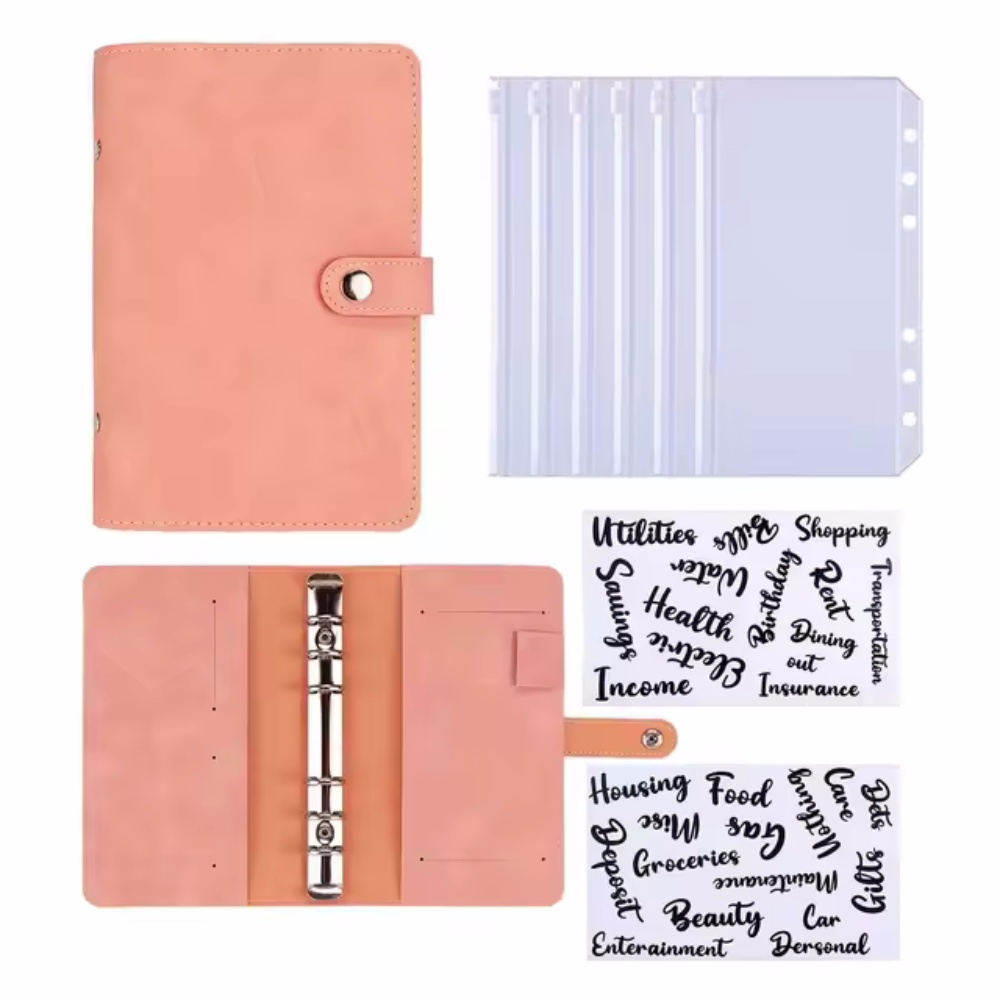Classeur de Budget A6 en cuir PU pour carnet de notes, ensemble de systèmes d'enveloppes d'argent, pochettes à clipser pour économiser de l'argent, organisateur de factures, cadeaux, 2024
