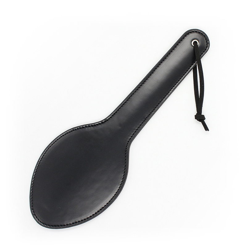 Pá De Elipse De Couro Preto, Montando Culturas, Flogger Cavalos, Spikes, Wide Spanking Paddle Slapper, 31cm, 10,5 cm