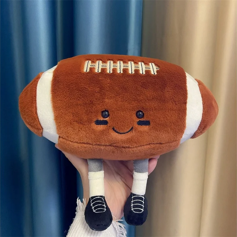 18CM Kawaii Rugby Plush Toys Cute Holiday Series Stuffed Creative Ball Dolls With legs Pillow Rugby Player Home Decoration Gift