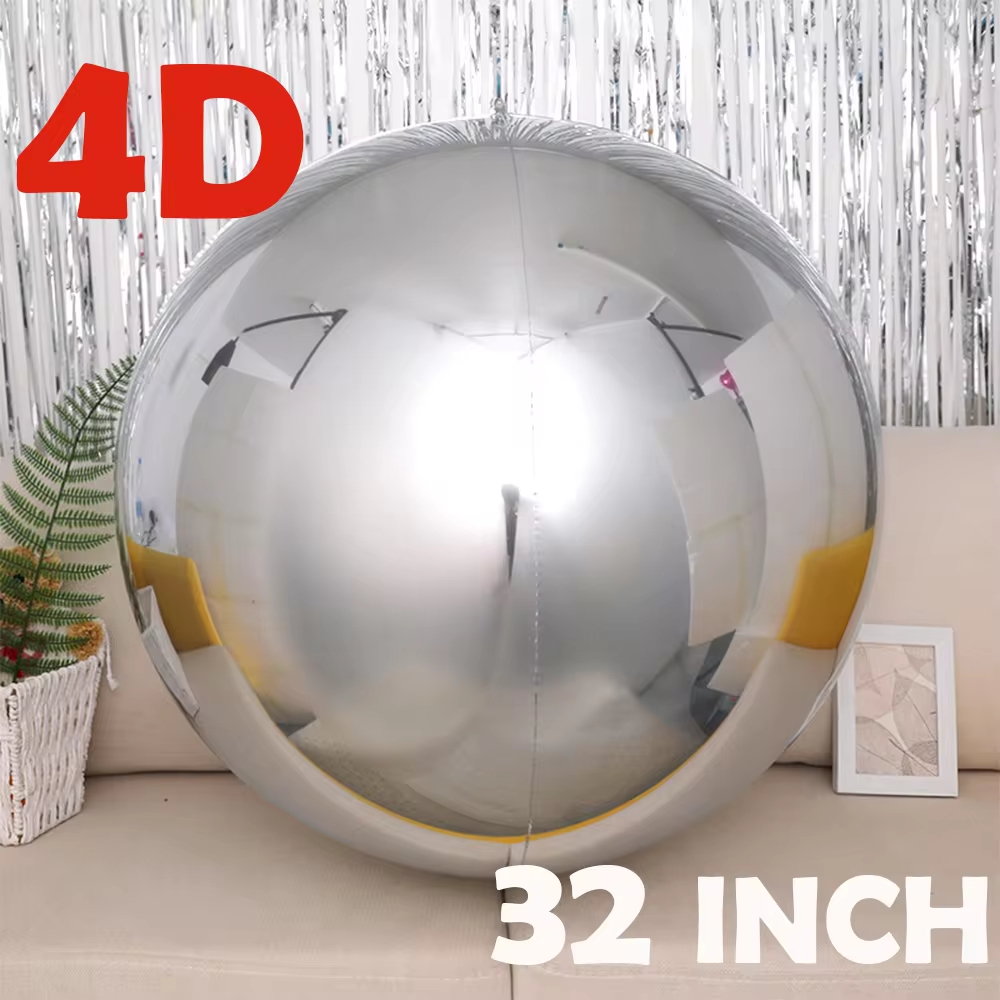 3 Stück 32 Zoll Silber Gold 4D Ballon Folie Mylar Kugel Ballon für Geburtstagsfeier Hochzeit Valentinstag Babyparty Dekorationen
