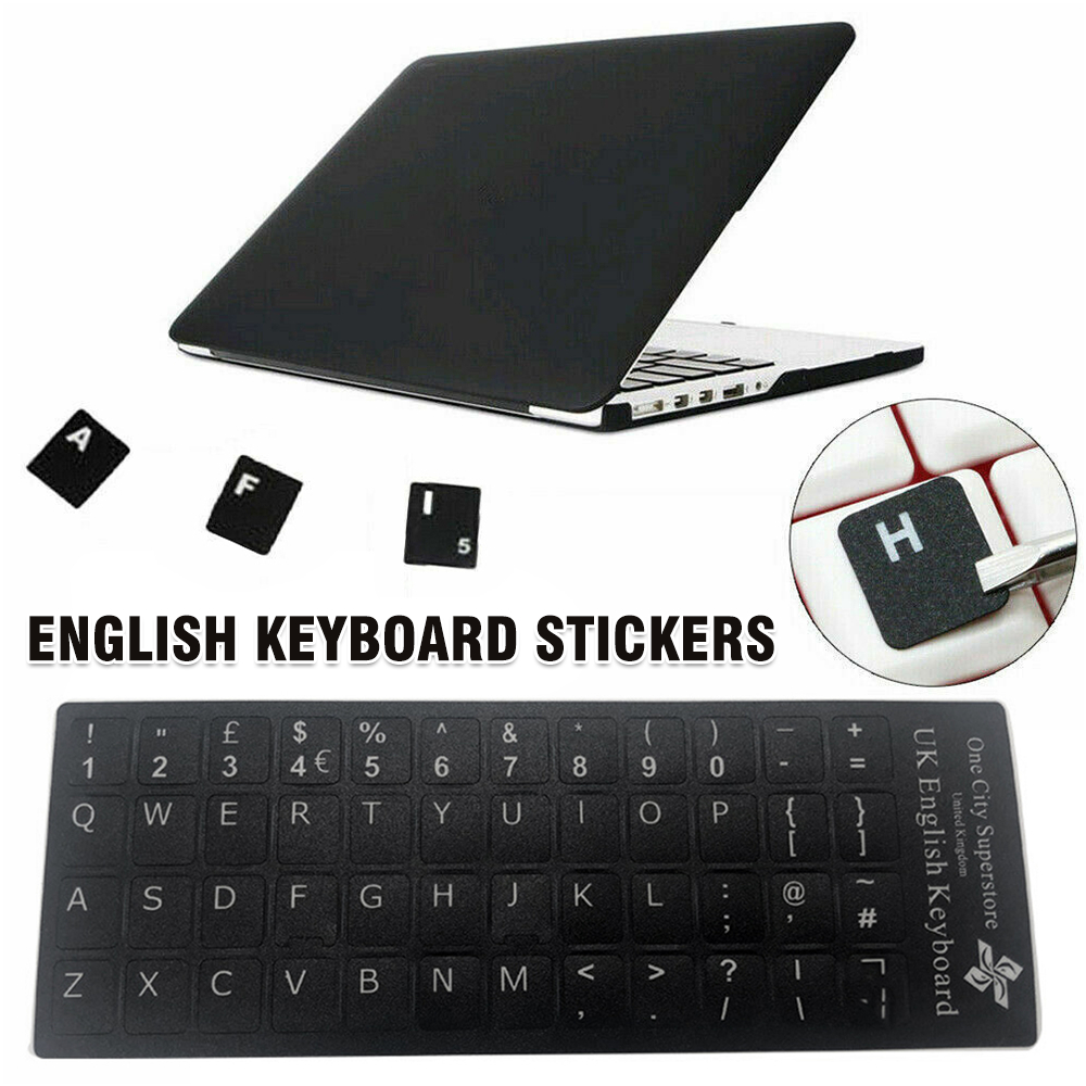 Stiker pengganti Keyboard Inggris putih pada PC komputer Laptop apa pun