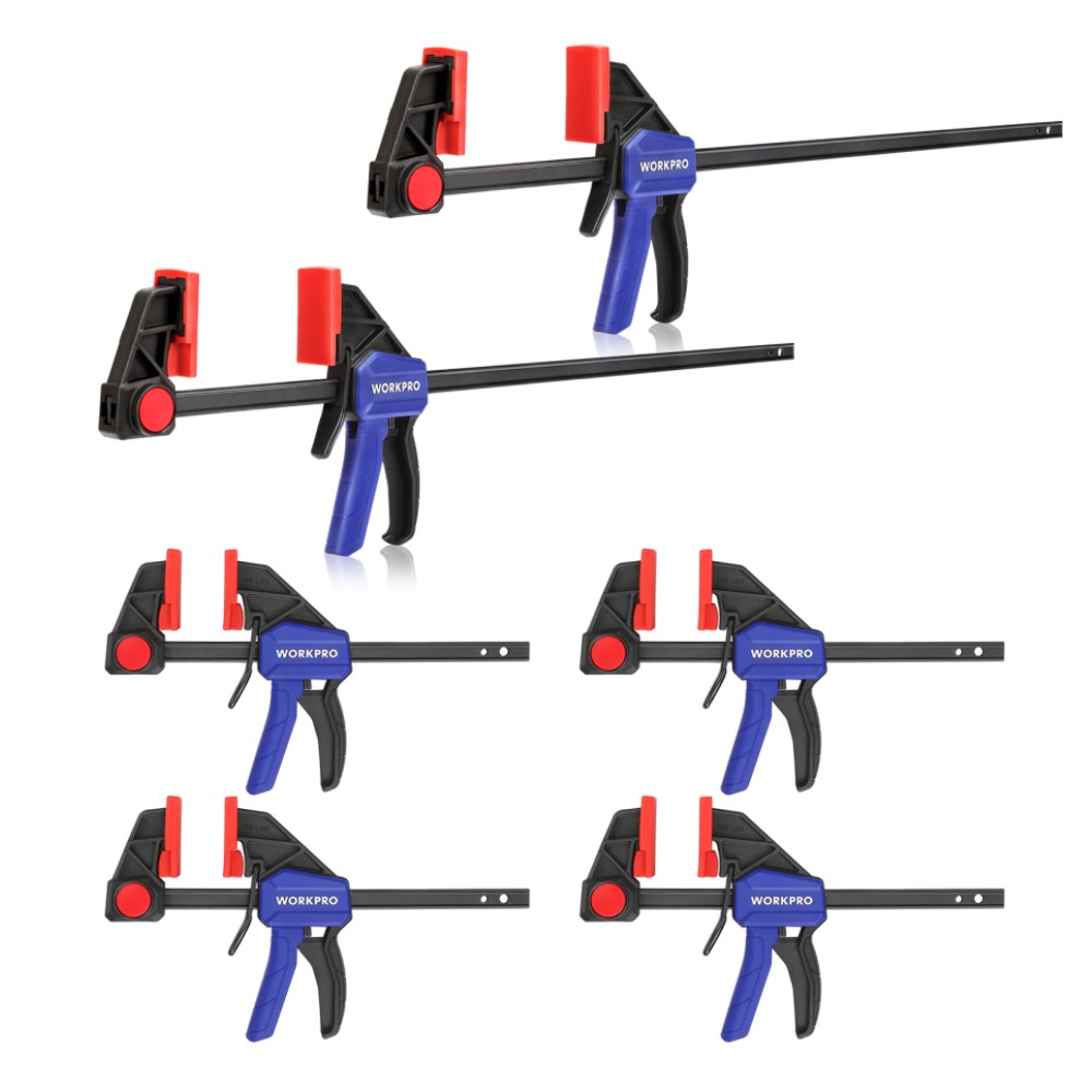 Abrazaderas de barra WORKPRO para carpintería, abrazadera/divisor de una mano, juego de abrazaderas de madera de 6 y 12 pulgadas, Qui de alta resistencia