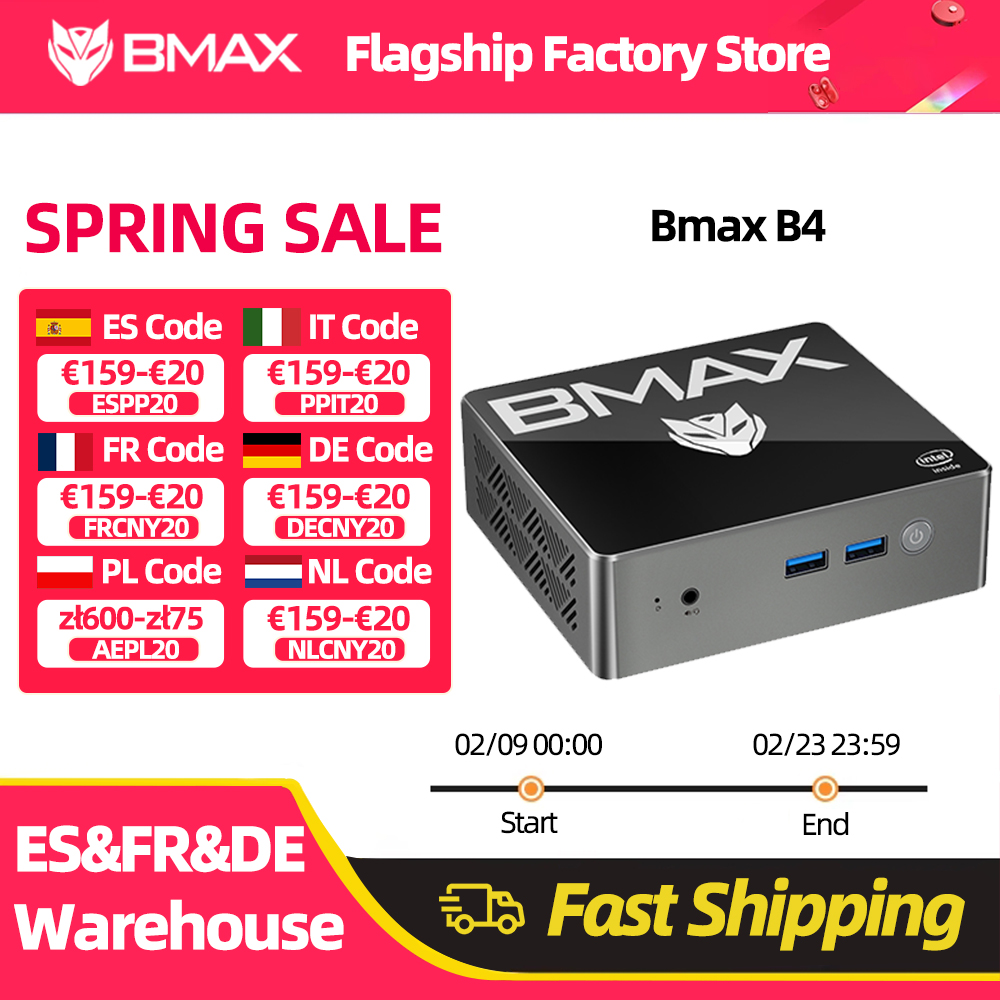 Bmax B4 Windows 11 PC Intel N95 16 Go 512 Go SSD 2*Hd-Mi 2*Usb2.0 2*Usb3.0 Prise en charge 4K@60Hz Intel UHD Graphics Mini PC Bluetooth