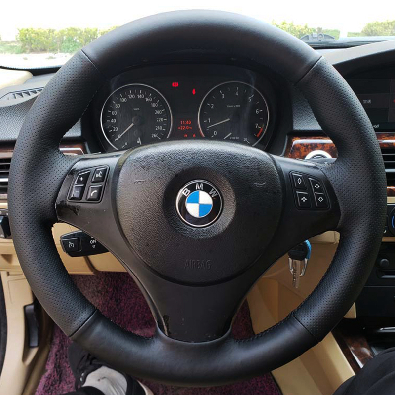 Benutzerdefinierte Auto Lenkrad Geflecht Abdeckung 100% Fit Für BMW E90 320i 325i 330i 335i E87 120i 130i 120d Auto Innen Zubehör