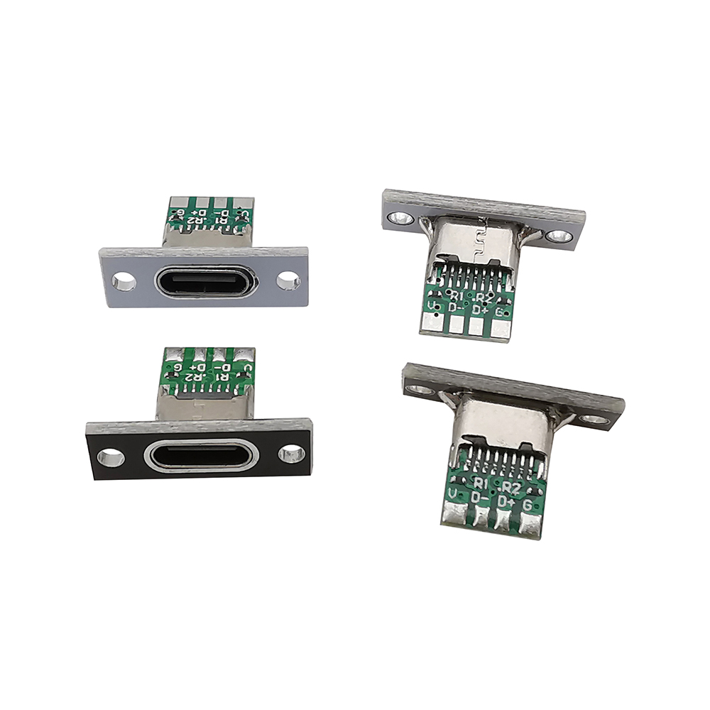 1/6/10 pezzi connettore femmina USB tipo C con piastra di fissaggio 2P 4P 6 pin riparazione fai da te presa jack USB tipo C porta di ricarica