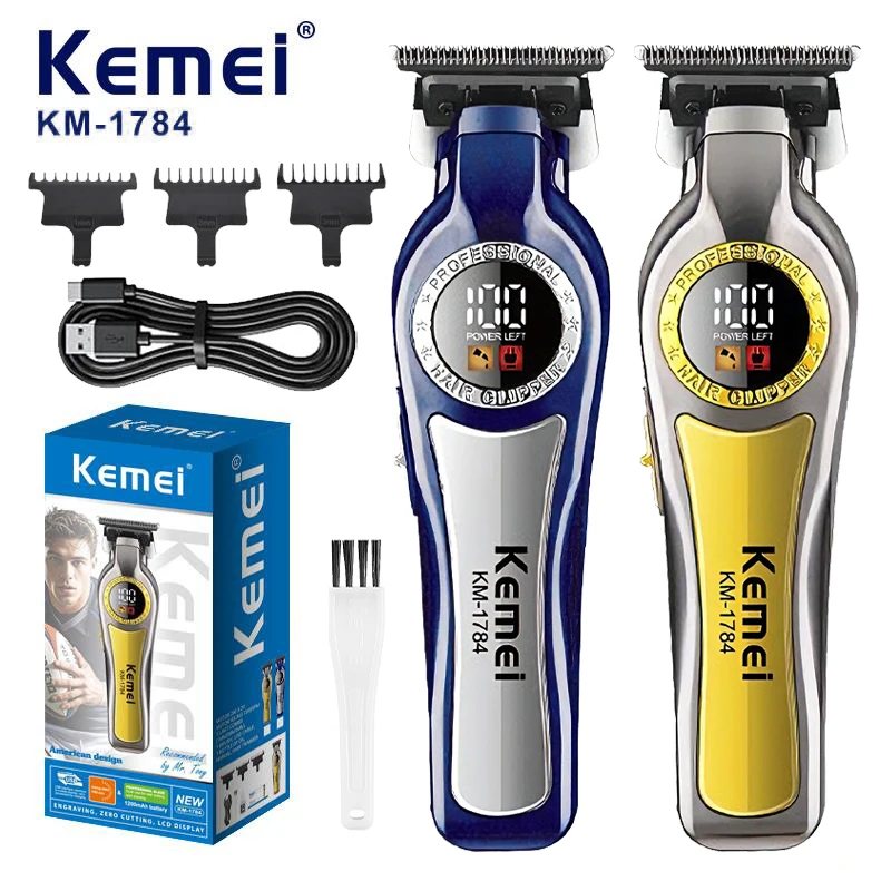 Kemei Elektrischer Haarschneider Kabelloser Konturenschneider Wiederaufladbarer Finish-Haarschneidemaschine Herren Barttrimmer