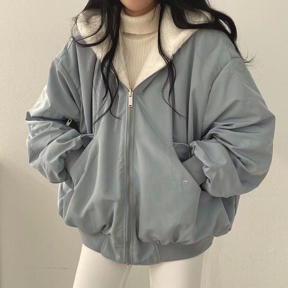 Chaqueta Cálida de Otoño Invierno para Mujer, Abrigo con Capucha de Doble Cara, Moda Coreana, Chaqueta de Estudiante para Mujer