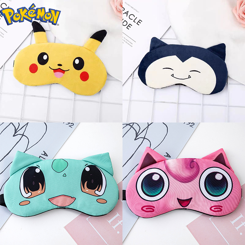 Pikachu masque de couchage bandeau de couchage masques pour les yeux en peluche douce ronflement couverture pour les yeux de chat masque en peluche patch oculaire sieste couverture pour les yeux de santé