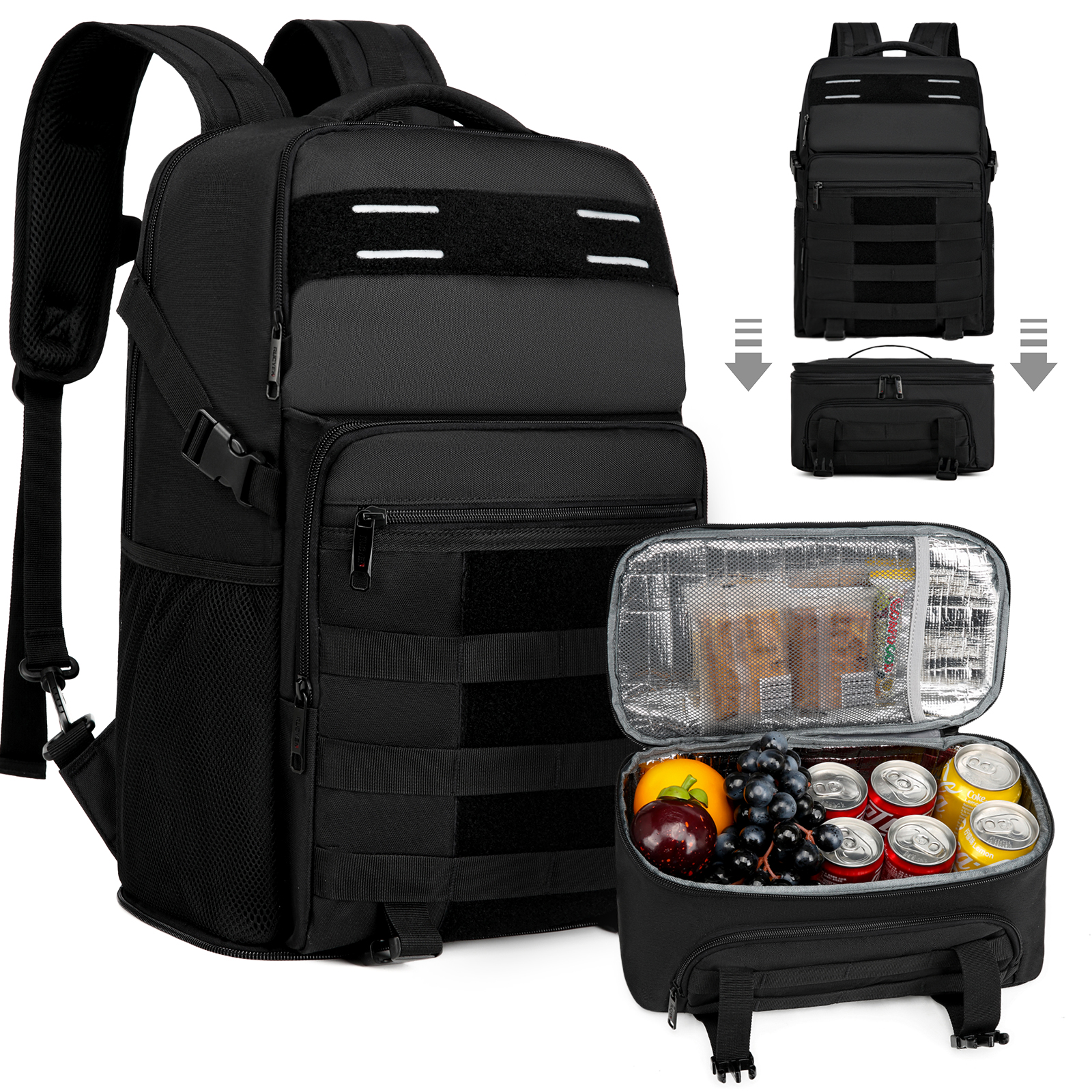 Tas makan siang portabel termal, ransel kapasitas tinggi dengan pendingin terisolasi, tas piknik cocok untuk Laptop 15.6, ransel perjalanan luar ruangan
