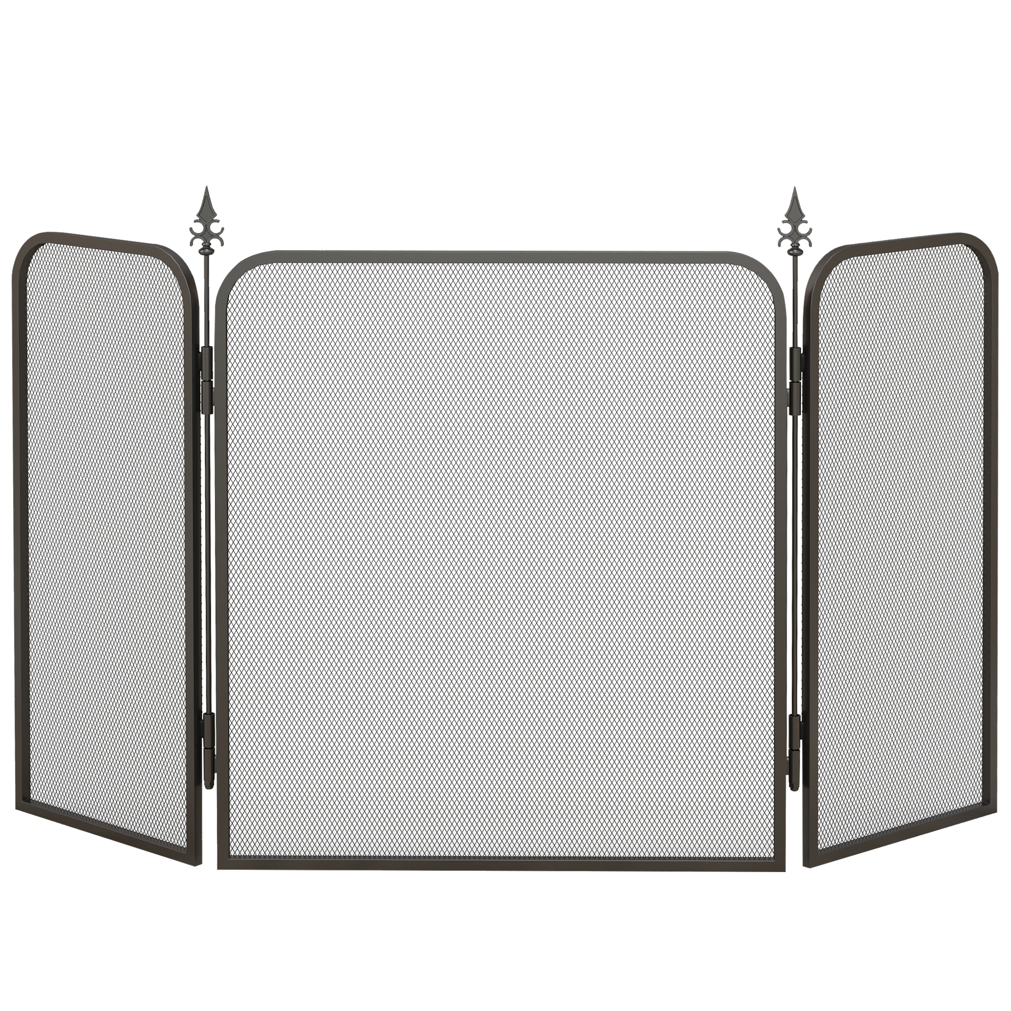 HOMCOM Salvachispas 3-teiliger Metallkamin 96x1,3x56 cm schwarz