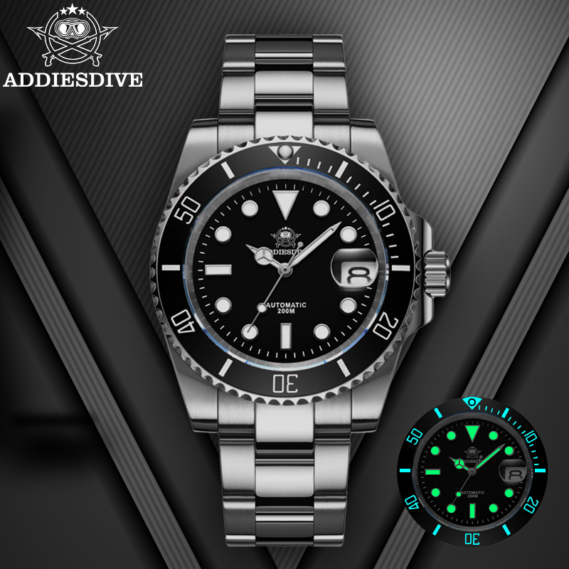 ADDIESDIVE montre automatique de luxe pour hommes 8215 montre mécanique BGW9 montre de plongée en verre saphir lumineux montre analogique pour hommes AD2503