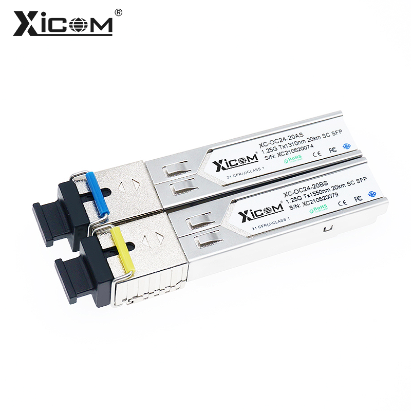 โมดูล Gigabit SFP 1.25G SC Simplex Connector โมดูลไฟเบอร์ออปติกไฟเบอร์เดี่ยว 1310/1550nm สําหรับ Cisco GLC-BX-D,Ubiquiti Mikrotik