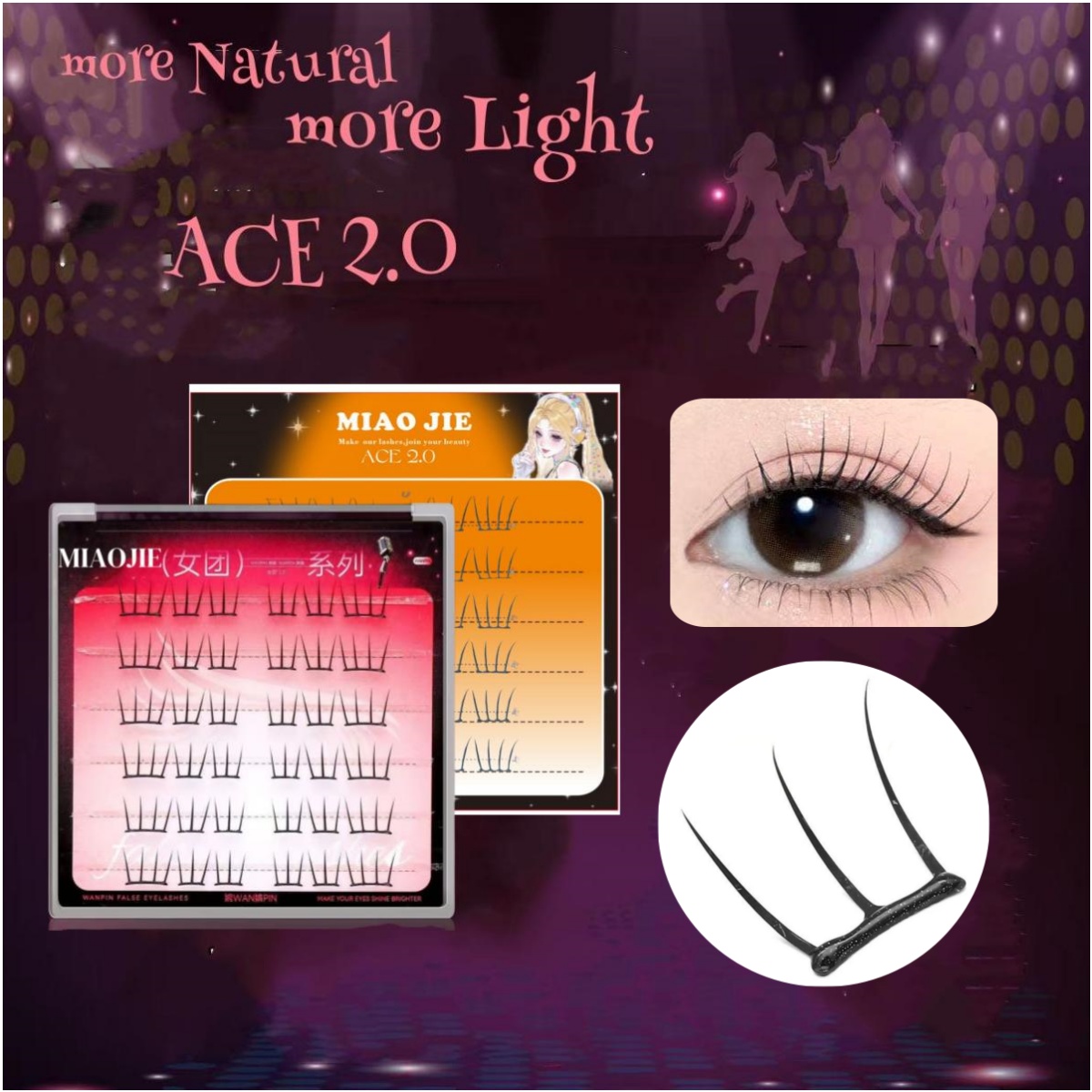 MIAOJIE Koreanisches Idol DIY Wimpernverlängerung Niedliche Katzenpfote Falsche Wimpern Natürliches Make-up Große Kapazität DIY Wimperncluster