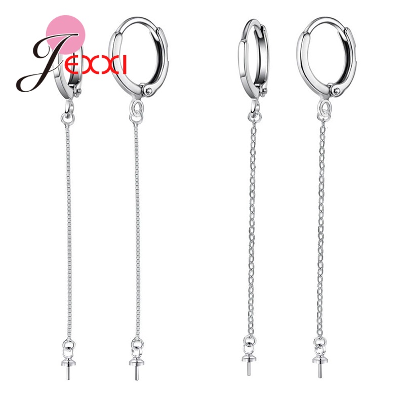Echtes Silber Ohrringe Komponenten für Frauen Handherstellung Schmuck 925 Sterling Silber Ohrringe Schmuckzubehör DIY