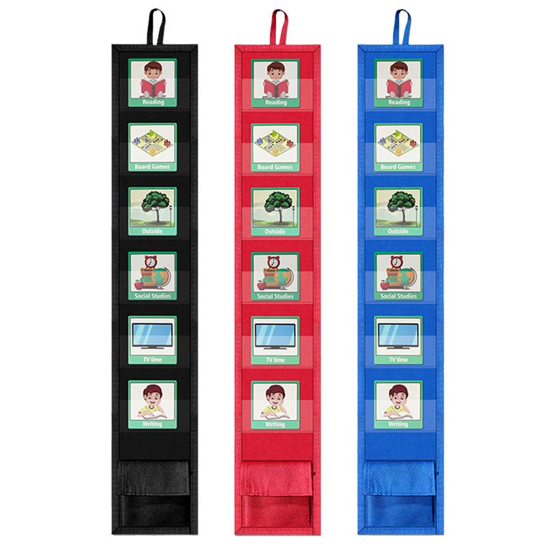 Visual Schedule Chart Mini Travel Schedule Pocket Chart Bedtime Routine Chart Visual Schedule Pocket Chart with 45 Activity & 9