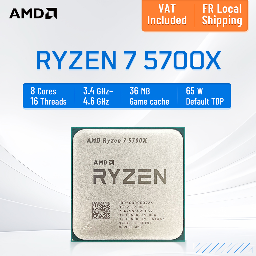 Processador AMD Ryzen 7 5700X 8-Core 16-Thread GHz L3 = 32M DDR4 sket AM4 R7 5700X 65W 7NM, mas sem ventoinha