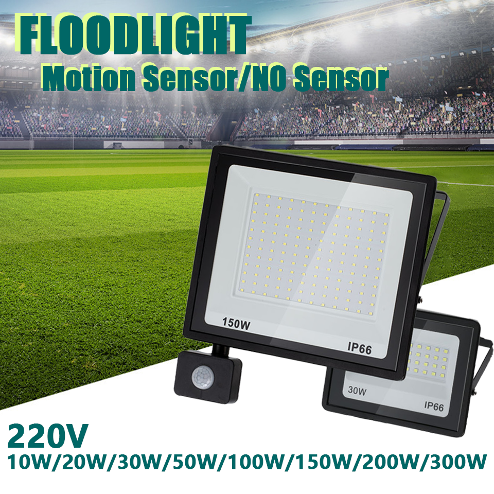 LED PIR capteur de mouvement projecteur applique murale extérieure 3 couleurs AC220V 100W 50W 30W 20W 10W IP66Waterproof LED projecteur pour jardin