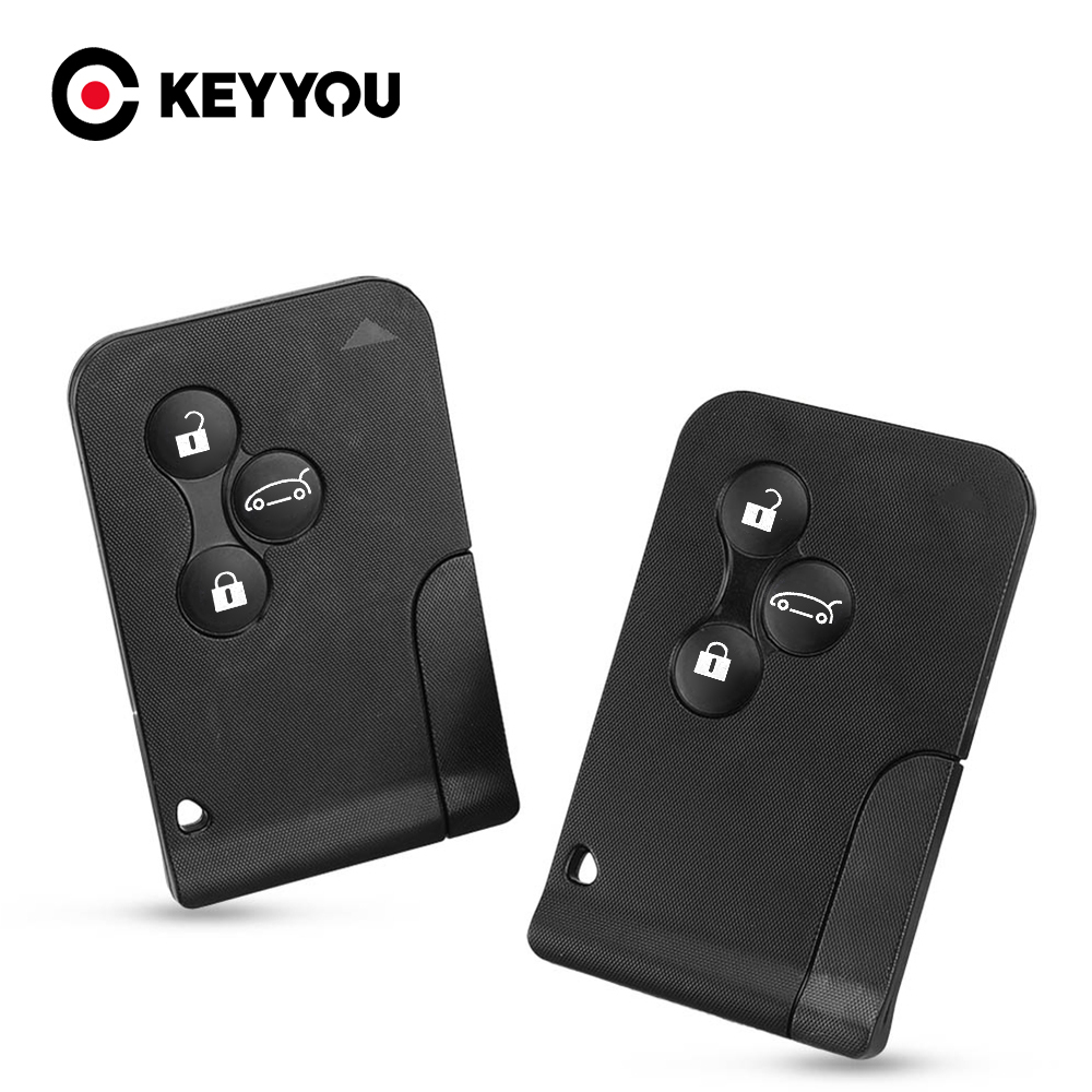 KEYYOU 2/3 Buttons Smart Card Remote Key Shell Case For Renault Clio Logan Megane 2 3 Scenic Laguna Espace Black Car Key Case
