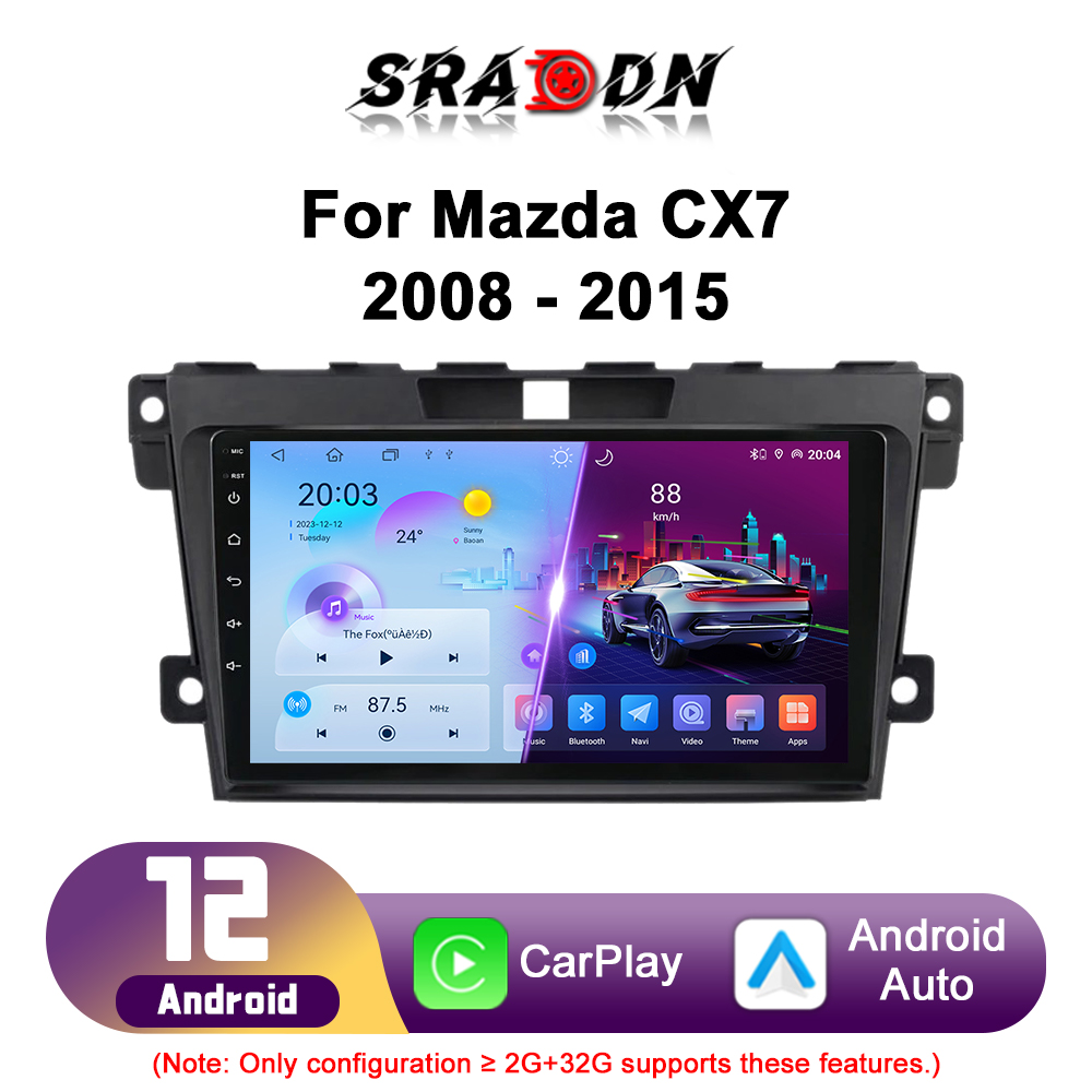 Radio mobil Android untuk Mazda CX-7 2008-2015, pemutar Multimedia otomotif cerdas, navigasi GPS, layar Carplay, Stereo otomatis