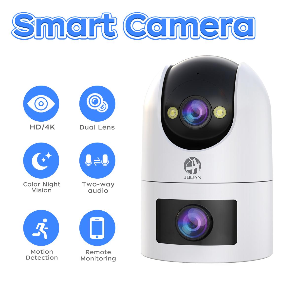 Jooan 4K HD WiFi cámara de vigilancia de doble lente de seguridad para el hogar al aire libre cámara IP PTZ seguimiento automático CCTV Audio Video vigilancia