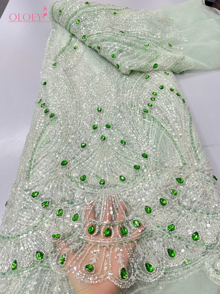 Telas de Encaje Nigerianas OLOEY, Tela de Encaje Africana 2026, Material de Encaje de Alta Calidad con Piedras Grandes, Tela de Encaje Francés para Coser