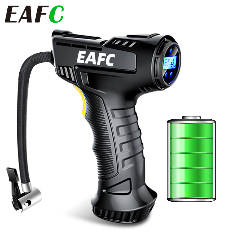 EAFC Compressore d'aria per auto portatile 120W Pompa gonfiabile wireless/cablata Pompa d'aria Macchina digitale per gonfiaggio pneumatici per auto per bicicletta per auto