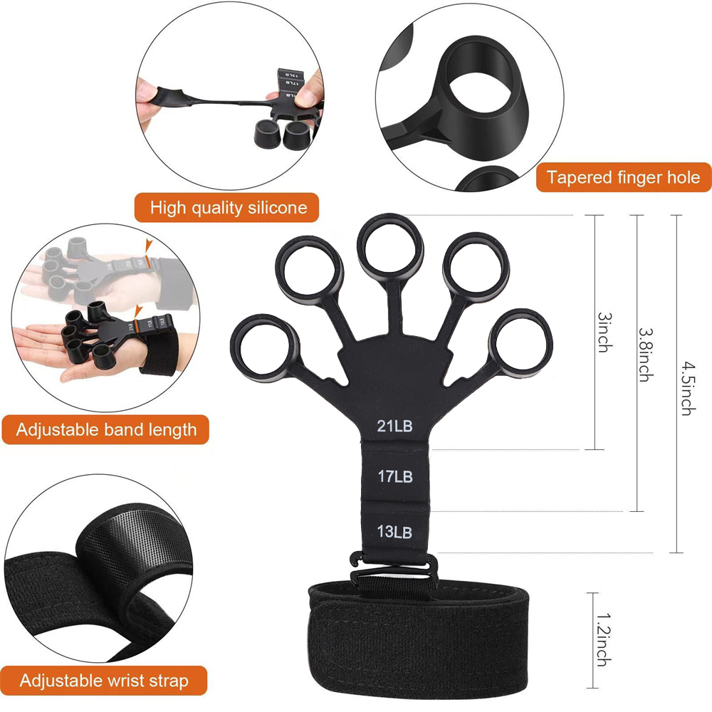 ซิลิโคน 5 Finger Grip Strengthener-มือฟื้นฟูสมรรถภาพสําหรับนิ้วมือ/ข้อมือ Therapy & Vein Circulation Improvement"