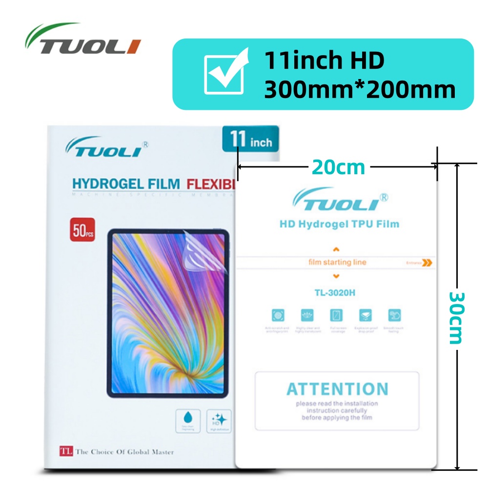 TUOLI 10 szt. Uniwersalne Folie Hydrożelowe na Ekran Tabletu iPad Air 11 cali 13 cali HD Transparentne Folie do Cięcia