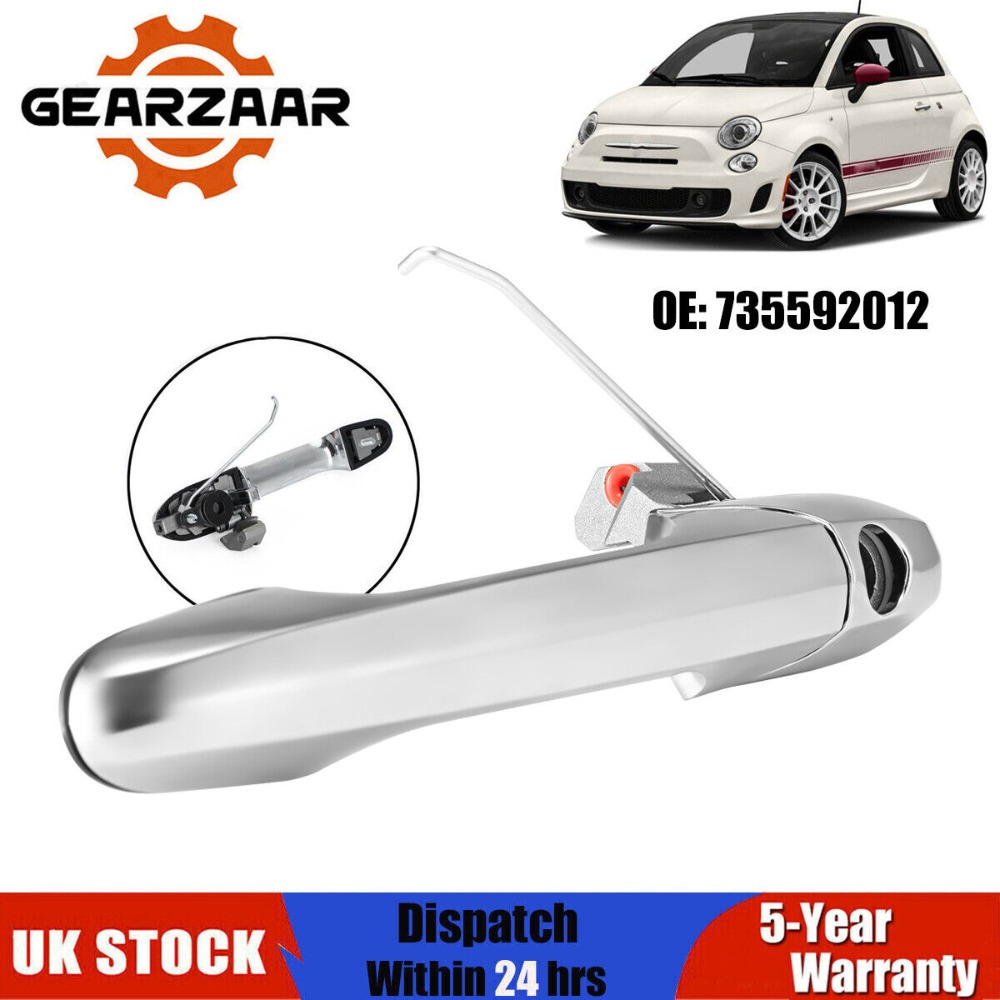 735592012 / Fiat 500 gagang pintu luar samping (Inggris)-Chrome - Offside (OS)