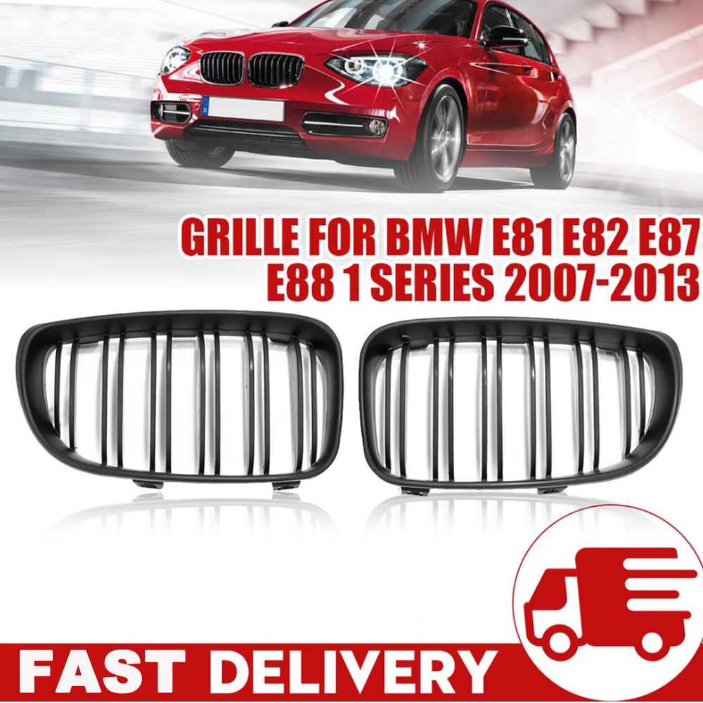 Per 07-13 BMW E81 E82 E87 E88 griglia per griglia renale serie 1 doppia lamella nera lucida