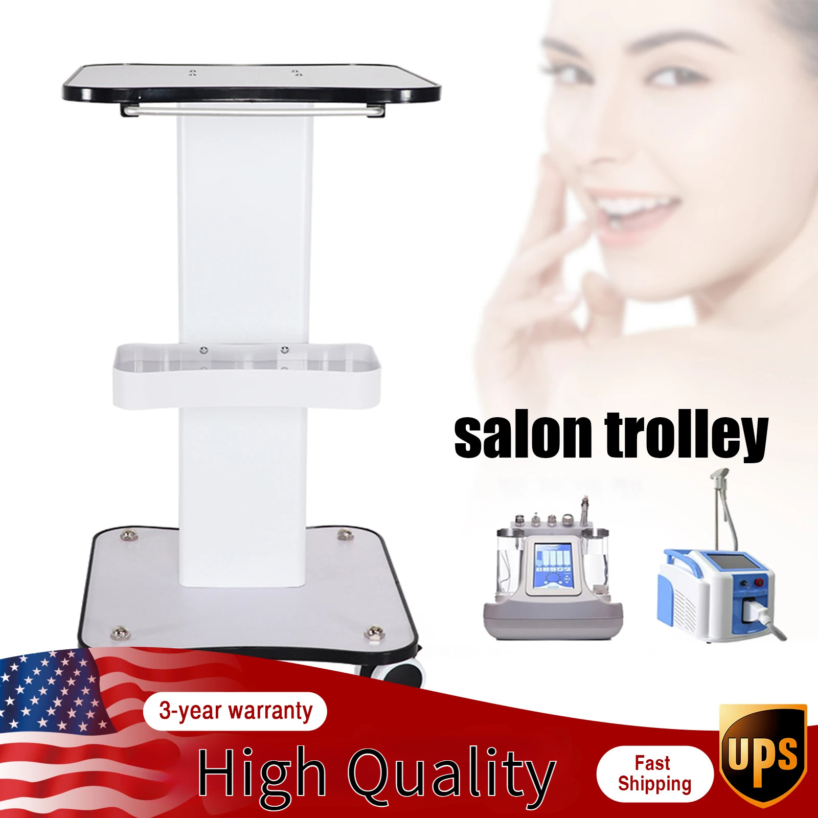 Maximale Handige Salon Tisch Trolley Stand Rollwagen Beauty Rad Halter Spa 40Kg