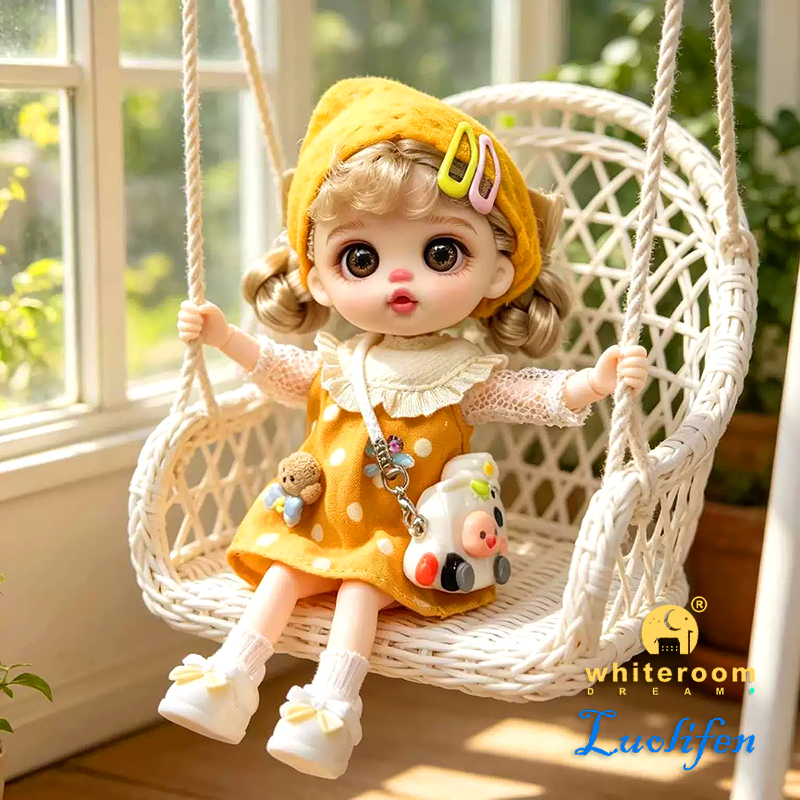 ตุ๊กตาลูโอเลฟินสำหรับเด็กผู้หญิง ของขวัญน่ารัก มินิ OB11 bjd ของเล่นสุดฮิต ชุดเดนิม คาวาอี้ โดปามีน แคนดี้ ตาสีฟ้า-เขียว ของเล่นเสริม