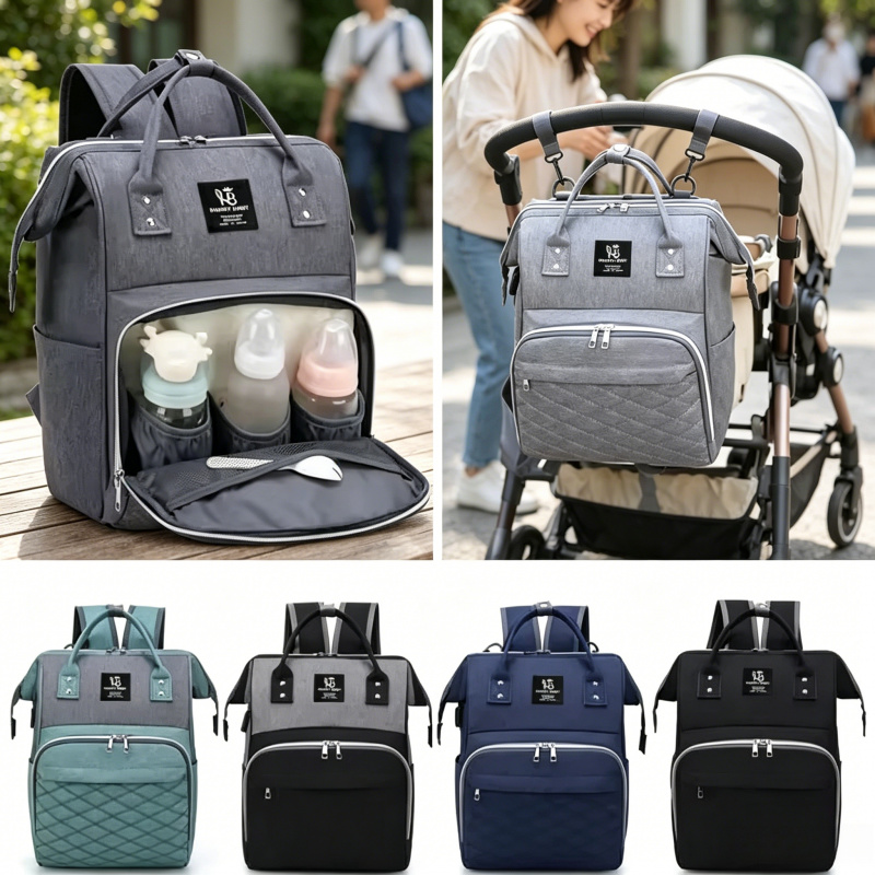 Mochila Multifuncional de Grande Capacidade para Fraldas com Trocador - Organizador Suspenso para Carrinho de Bebê para Mãe e Bebê