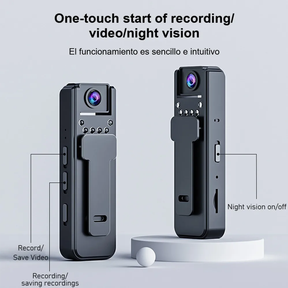 Mini Cámara A8 HD 1080P, Cámara de Video Digital Portátil Pequeña, Grabadora IP, Cámara Policial con Visión Nocturna Infrarroja, Mini Videocámara