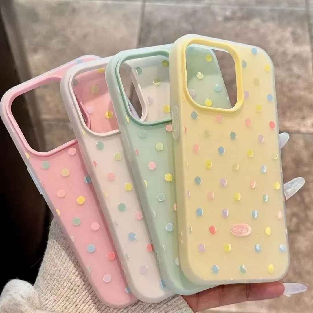 Bonito colorido bolinhas à prova de choque silicone fosco doce cor 2 em 1 caso de telefone para samsung s23 s24 s25 plus ultra edge5g capa