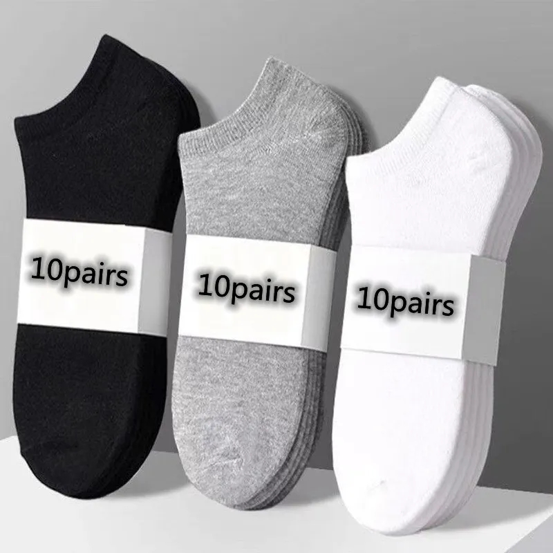10 paires/chaussettes basses en coton gris noir et blanc chaussettes pour hommes chaussettes de sport respirantes chaussettes courtes pour hommes chaussettes pour femmes EU37-44