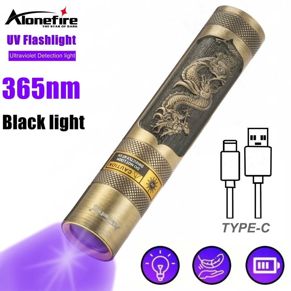 365nm UV Blacklight Rechargeable UV Flashlight Ultraviolet Torch Dog Urine Pet Stain Bed Bug Scorpion Fluorescent Detection Lamp