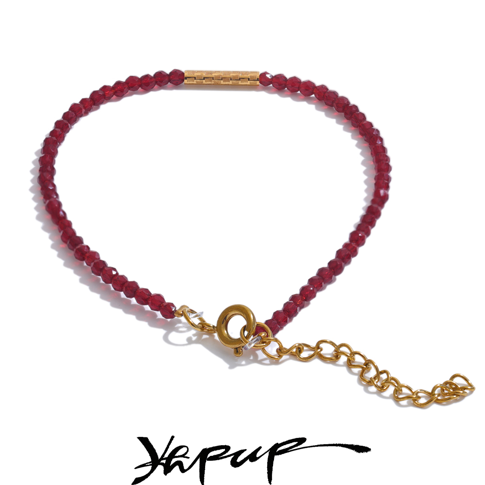 Yhpup Ancora Ankela Rode Kristal Dunne Armband Populaire Mode Prachtige Armband Roestvrij Stalen Kralen Handgemaakte Sieraden