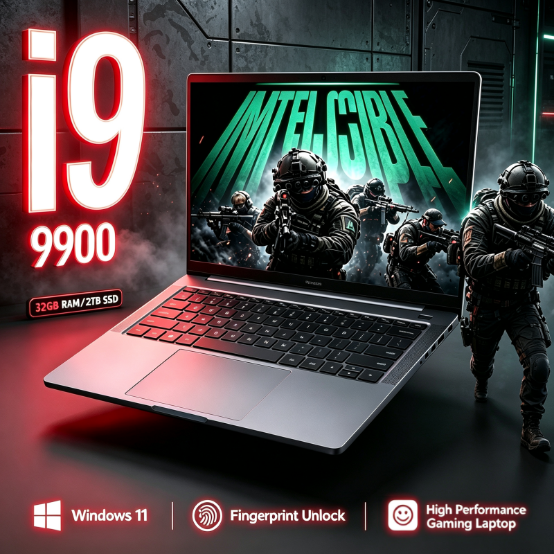 2026  15.6" FHD 1080P Slim Gaming Laptop, Intel i9-9900, 32GB RAM 2TB M.2 SSD, Win11 Pro, Fingerprint Login & Backlit Keyboard