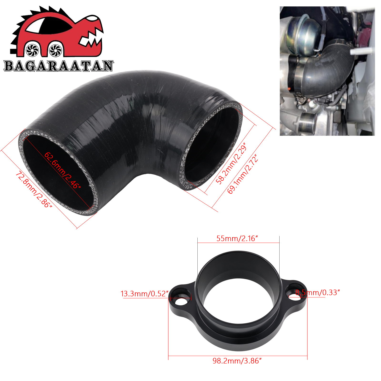 Tingkatkan Performa Pipa Inlet Turbo Pemasangan mudah Untuk Toyota 2020+ GR Yaris G16